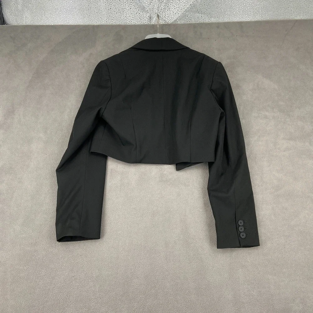 AllSaints Cropped Blazer Jacket Women's 6 Black Formal Shawl Collar Open Front - Picture 8 of 10